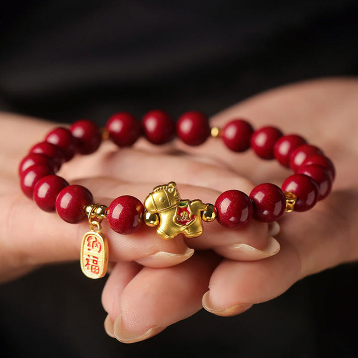 Buddha Stones Pulsera de bendición de cinabrio del Año del Caballo - image 0