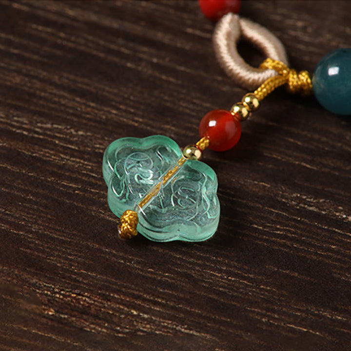 Buddha Stones Adorno colgante para teléfono con la suerte de Liuli, cobre, cinabrio, calcedonia azul, ágata roja y calcedonia azul. - image 10