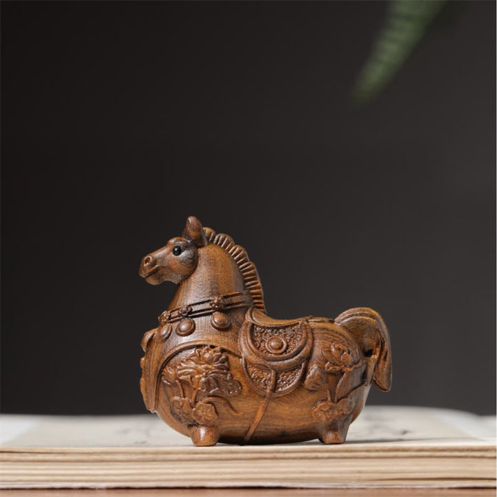Buddha Stones Mini Año del Caballo Loto Ébano Tilo Madera Sándalo Verde Decoración 5,5*5*3,2cm - image 12