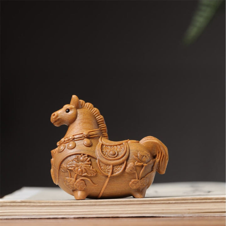 Buddha Stones Mini Año del Caballo Loto Ébano Tilo Madera Sándalo Verde Decoración 5,5*5*3,2cm - image 20