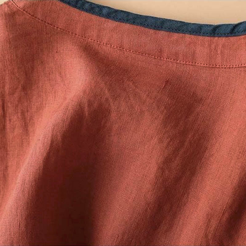 Camisa de lino y algodón de manga larga para mujer con diseño de flores bordadas retro y Buddha Stones - image 4