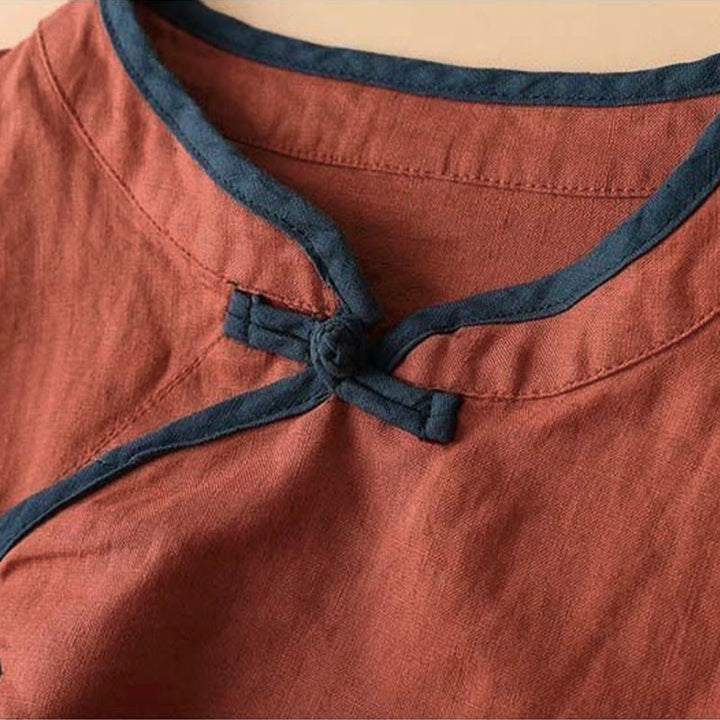 Camisa de manga larga para mujer con diseño retro de bordado de flores y Buddha Stones. - image 2