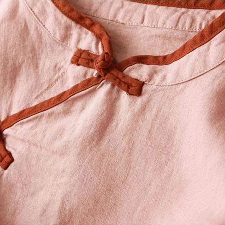 Camisa de lino y algodón de manga larga para mujer con diseño de flores bordadas retro y Buddha Stones - image 15