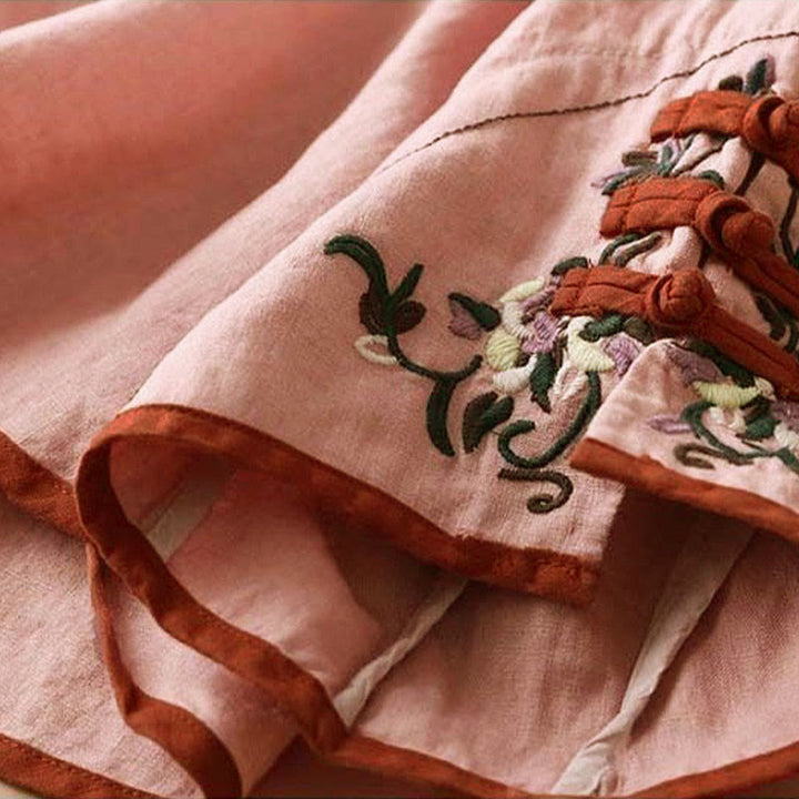 Camisa de manga larga para mujer con diseño retro de bordado de flores y Buddha Stones. - image 14