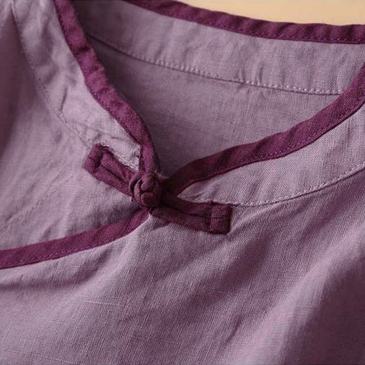 Camisa de lino y algodón de manga larga para mujer con diseño de flores bordadas retro y Buddha Stones - image 17