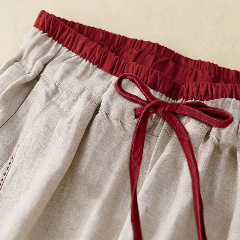 Buddha Stones Pantalones Harem Commute con diseño de bloques de color para mujer, de longitud 7-8, con bolsillos - image 2