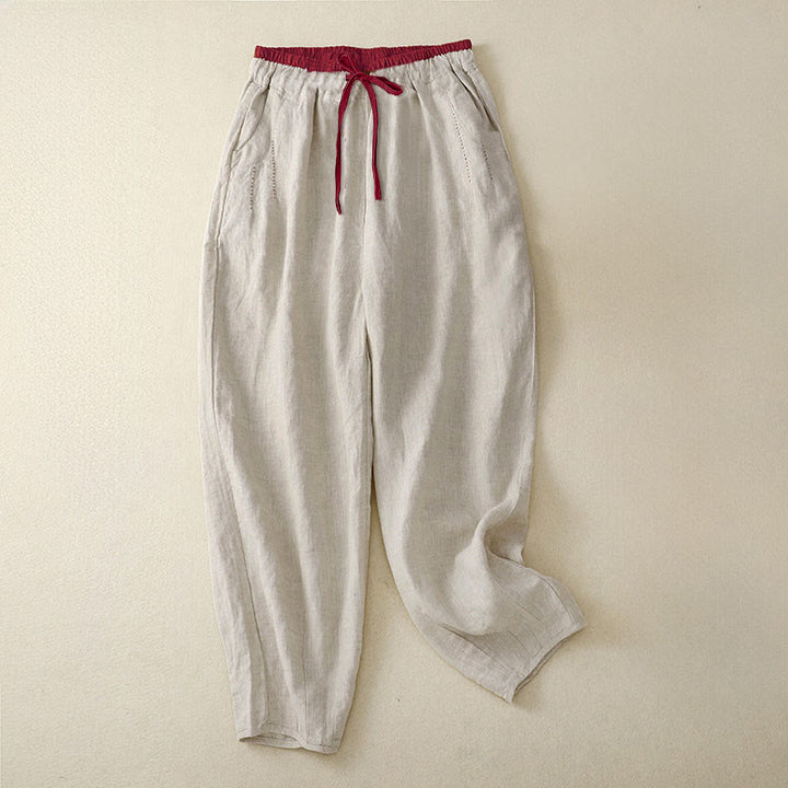 Buddha Stones Pantalones Harem Commute con diseño de bloques de color para mujer, de longitud 7-8, con bolsillos - Lino - US8-10，UK/AU12-14，EU40-42 (2XL) - image 0