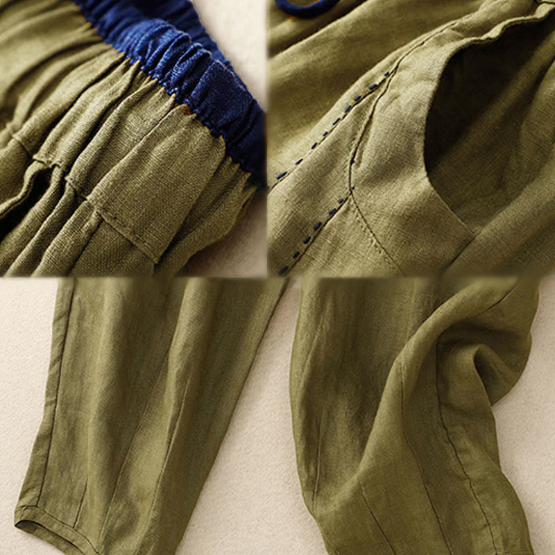 Buddha Stones Pantalones Harem Commute con diseño de bloques de color para mujer, de longitud 7-8, con bolsillos - image 11