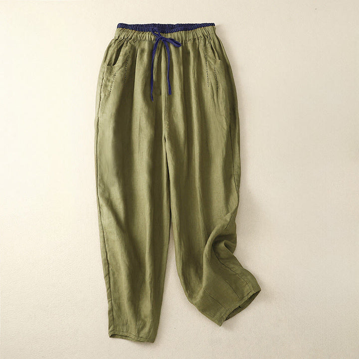 Buddha Stones Pantalones Harem Commute con diseño de bloques de color para mujer, de longitud 7-8, con bolsillos - Verde oliva - US8-10，UK/AU12-14，EU40-42 (2XL) - image 9