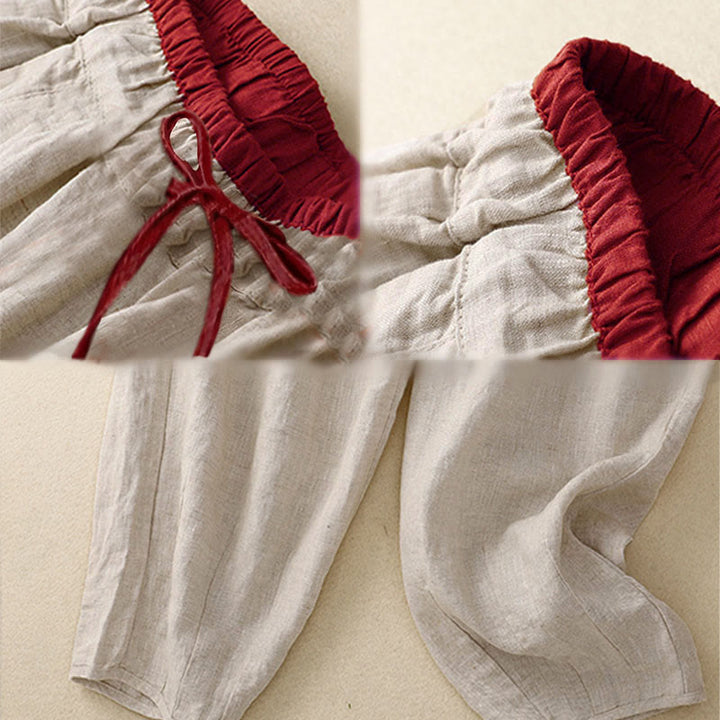 Buddha Stones Pantalones Harem Commute con diseño de bloques de color para mujer, de longitud 7-8, con bolsillos - image 7