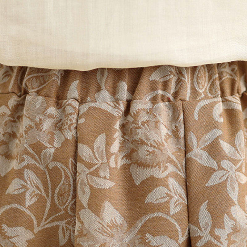 Buddha Stones Falda de algodón con estampado floral y cachemira para mujer, corte A, cintura elástica y bolsillos - image 16