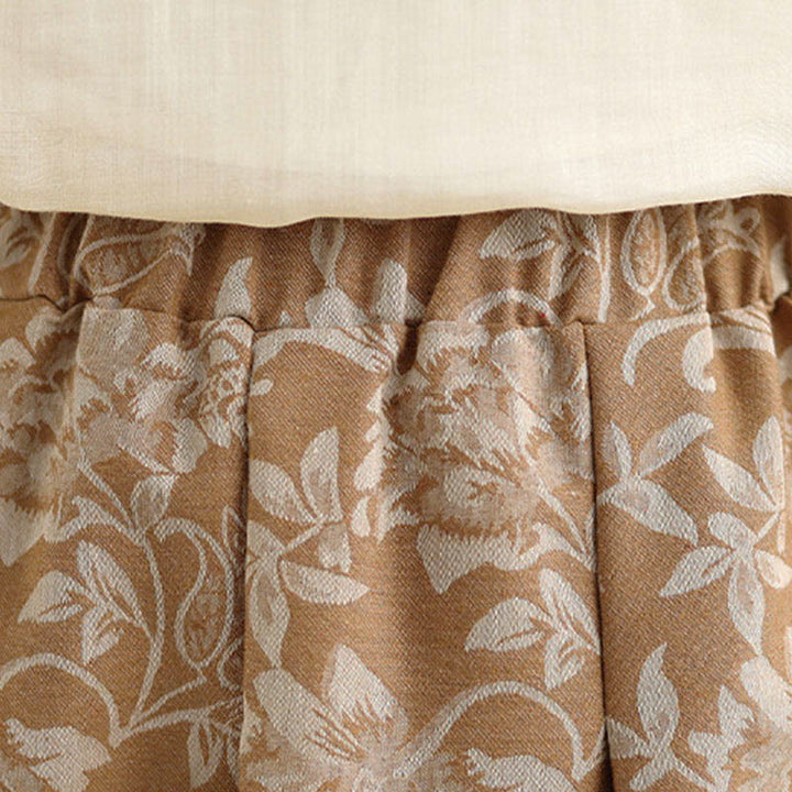 Buddha Stones Falda de algodón con estampado floral y cachemira para mujer, corte A, cintura elástica y bolsillos - image 16