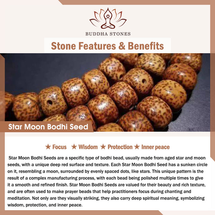 Buddha Stones Llavero con bendición de la semilla Bodhi de la luna, estrella y sándalo rojo del Año del Caballo - image 4