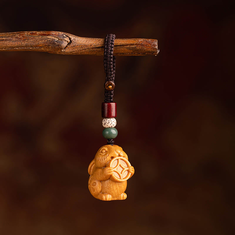 Buddha Stones Llavero con bendición de la semilla Bodhi de la luna, estrella y sándalo rojo del Año del Caballo - Conejo de semillas de Bodhi de sándalo rojo, estrella y luna - image 16