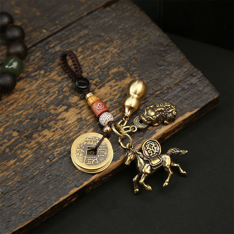 Buddha Stones del Año del Caballo, monedas de cobre y latón de los Cinco Emperadores, Pixiu que aleja los malos espíritus. - Monedas de los Cinco Emperadores PiXiu Calabaza Caballo - image 7