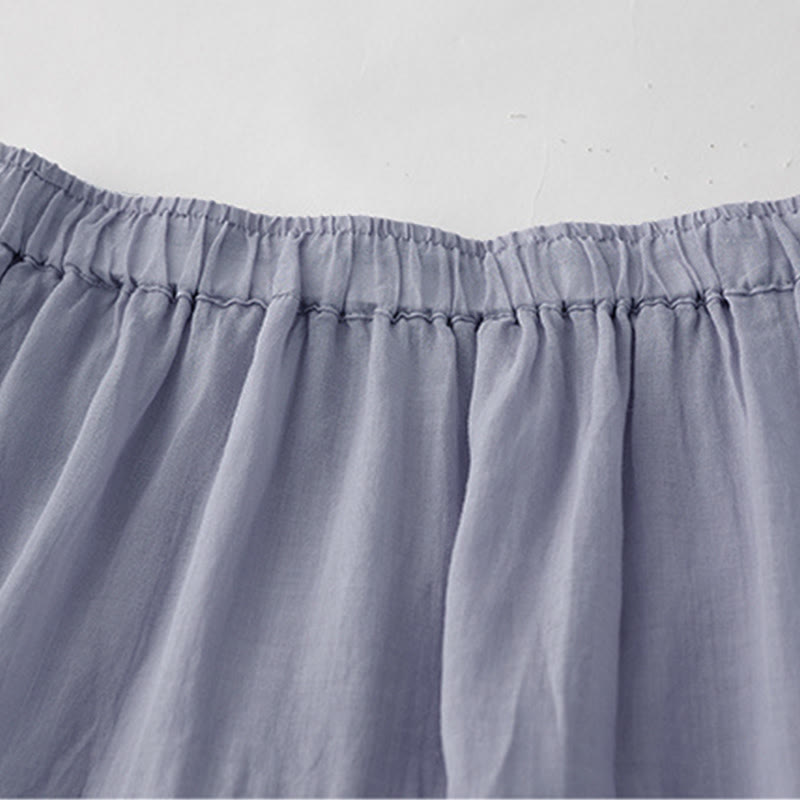 Buddha Stones Falda de mujer de cintura alta con cordón, diseño hueco y bordado, con bolsillos - image 3