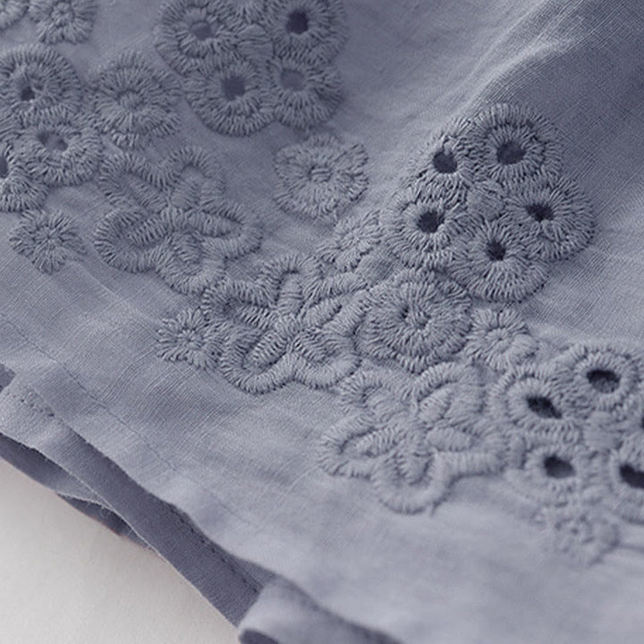 Buddha Stones Falda de mujer de cintura alta con cordón, diseño hueco y bordado, con bolsillos - image 7