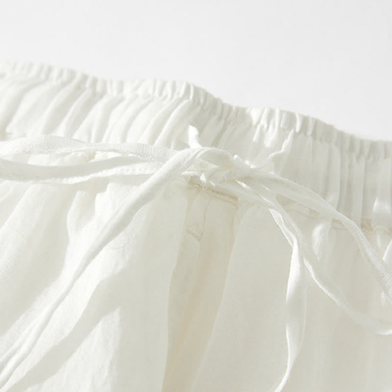 Buddha Stones Falda de mujer de cintura alta con cordón, diseño hueco y bordado, con bolsillos - image 10