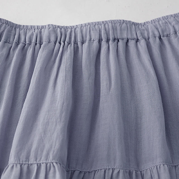 Buddha Stones Falda de mujer de cintura alta con cordón, diseño hueco y bordado, con bolsillos - image 2