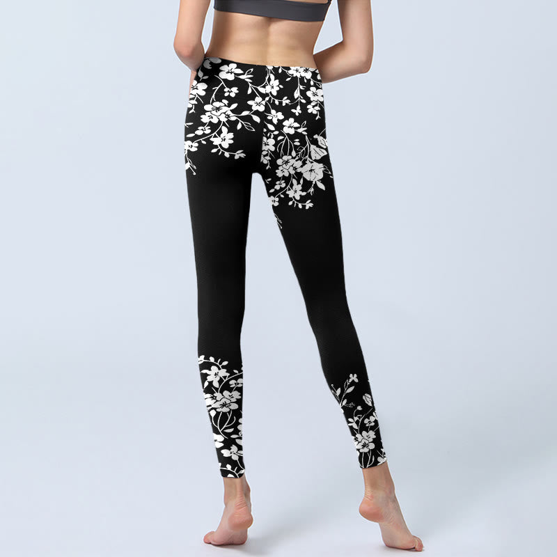 Buddha Stones Leggings de yoga para mujer con estampado floral de estilo minimalista - image 6