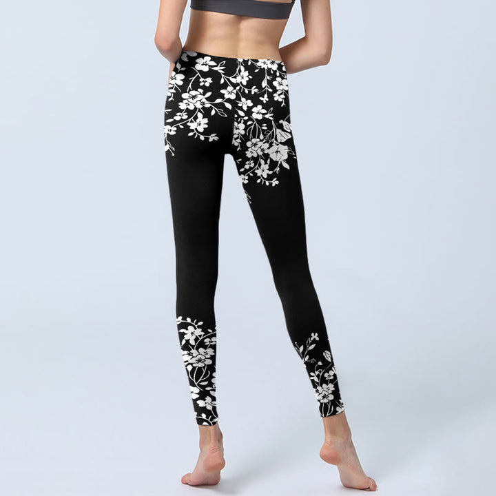 Buddha Stones Leggings de yoga para mujer con estampado floral de estilo minimalista - image 6