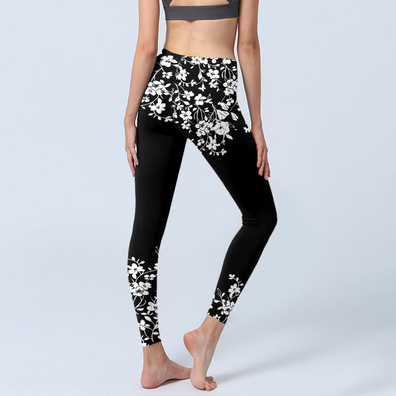 Buddha Stones Leggings de yoga para mujer con estampado floral de estilo minimalista - image 3