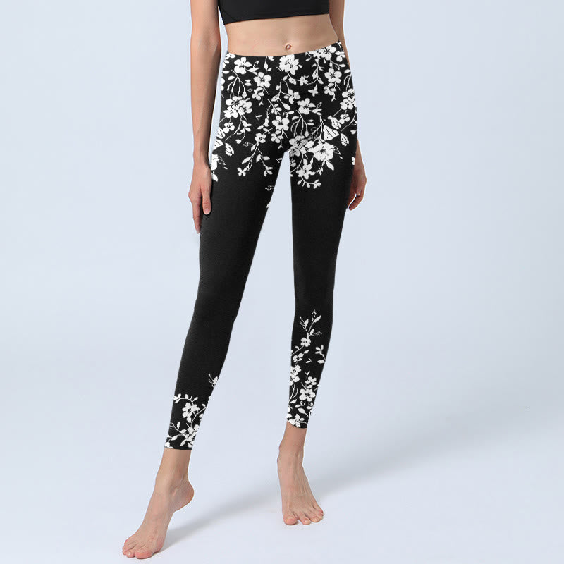 Buddha Stones Leggings de yoga para mujer con estampado floral de estilo minimalista - image 5