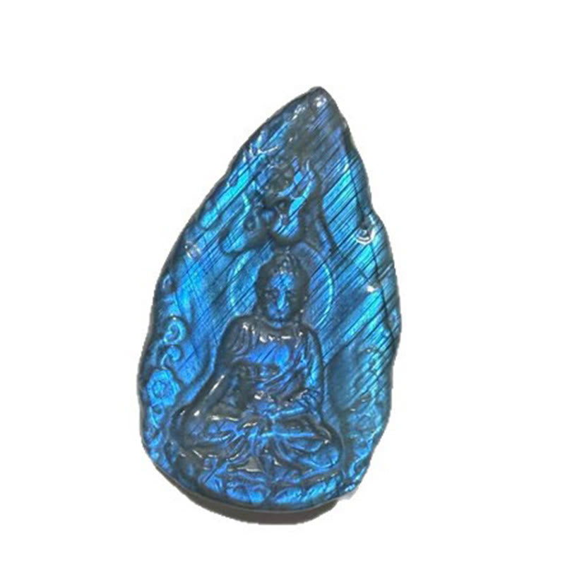 Buddha Stones Figura de Buda con grabado en forma de lágrima de labradorita natural, estatua curativa para decoración del hogar. - image 12