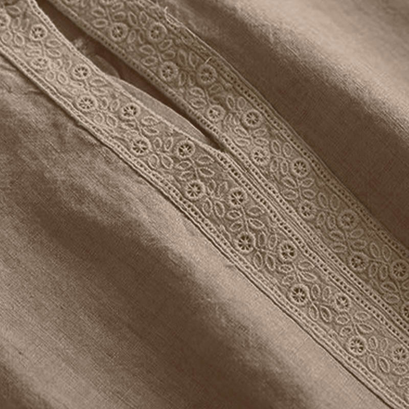 Camisa informal de manga tres cuartos con cuello redondo y diseño calado para mujer con estampado de Buddha Stones. - image 5