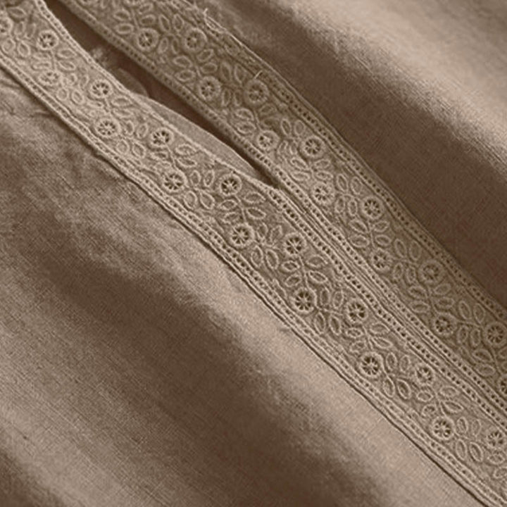 Camisa informal de manga tres cuartos con cuello redondo y diseño calado para mujer con estampado de Buddha Stones. - image 5