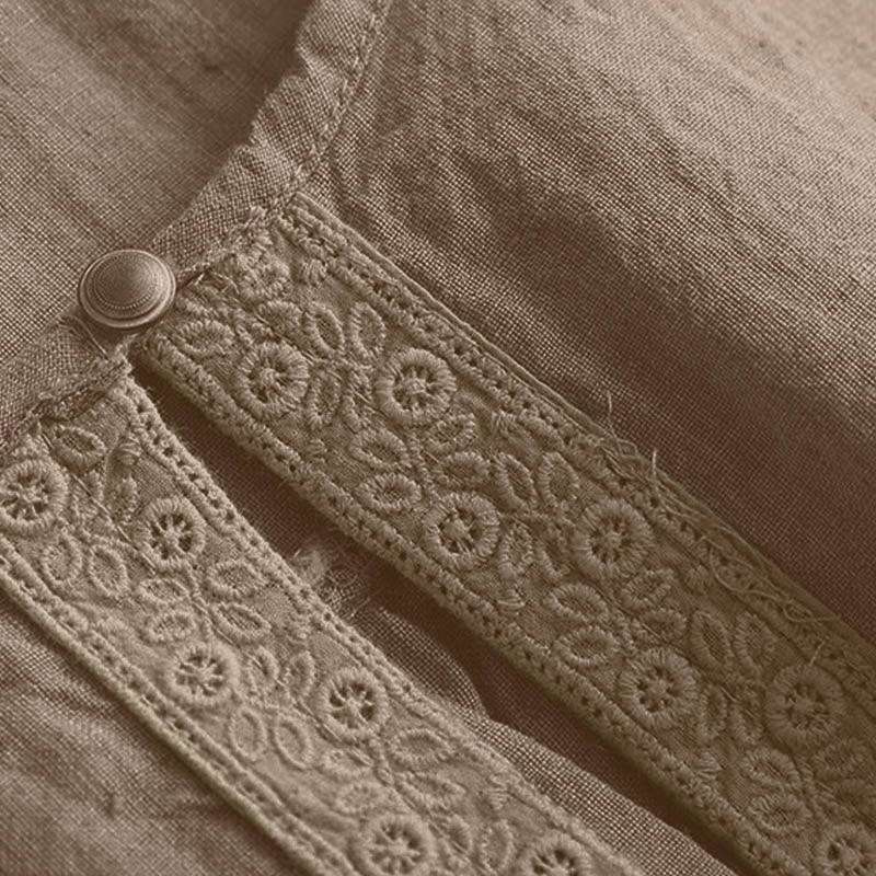 Camisa informal de manga tres cuartos con cuello redondo y diseño calado para mujer con estampado de Buddha Stones. - image 4
