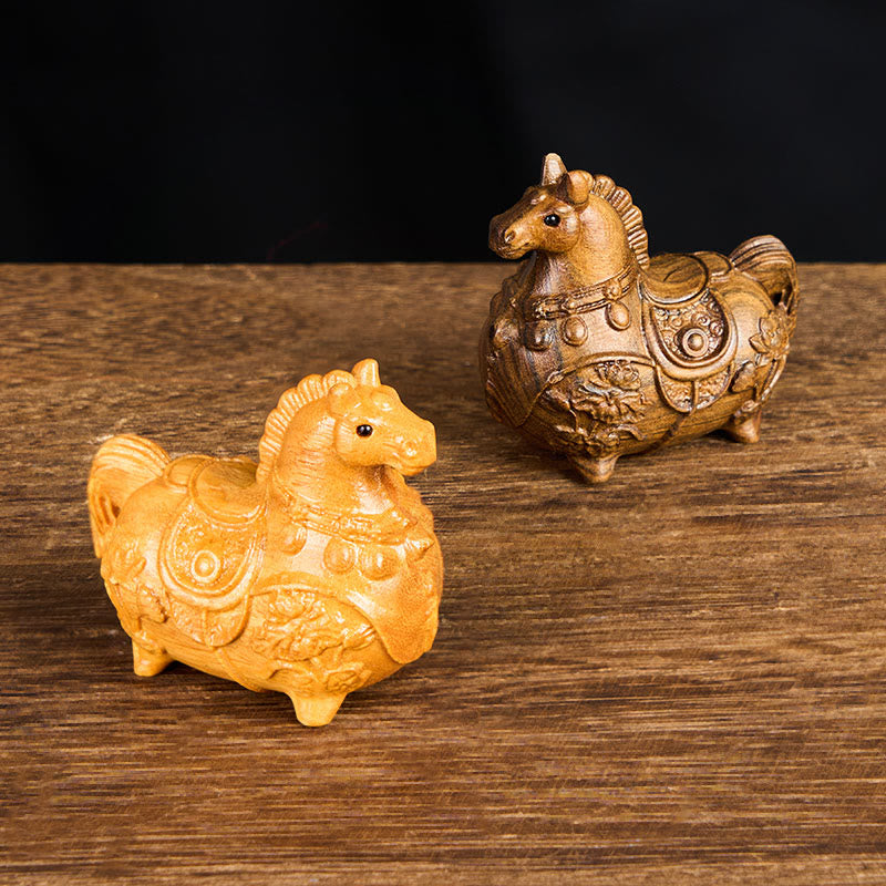 Buddha Stones Mini Año del Caballo Loto Ébano Tilo Madera Sándalo Verde Decoración 5,5*5*3,2cm - image 13