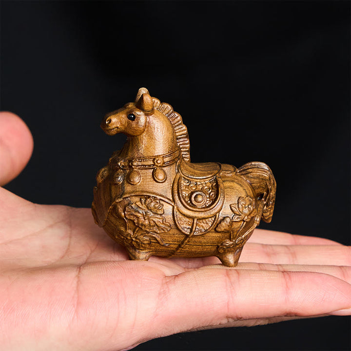 Buddha Stones Mini Año del Caballo Loto Ébano Tilo Madera Sándalo Verde Decoración 5,5*5*3,2cm - image 10