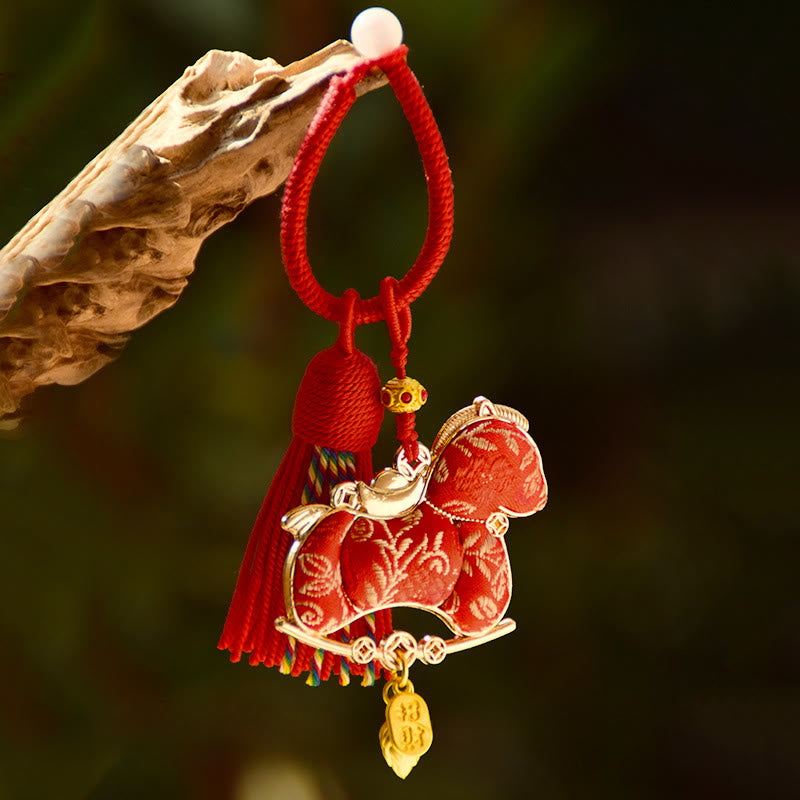 Buddha Stones y bordado del Año del Caballo. - Caballo rojo (tamaño: 43 x 47 mm) - image 0