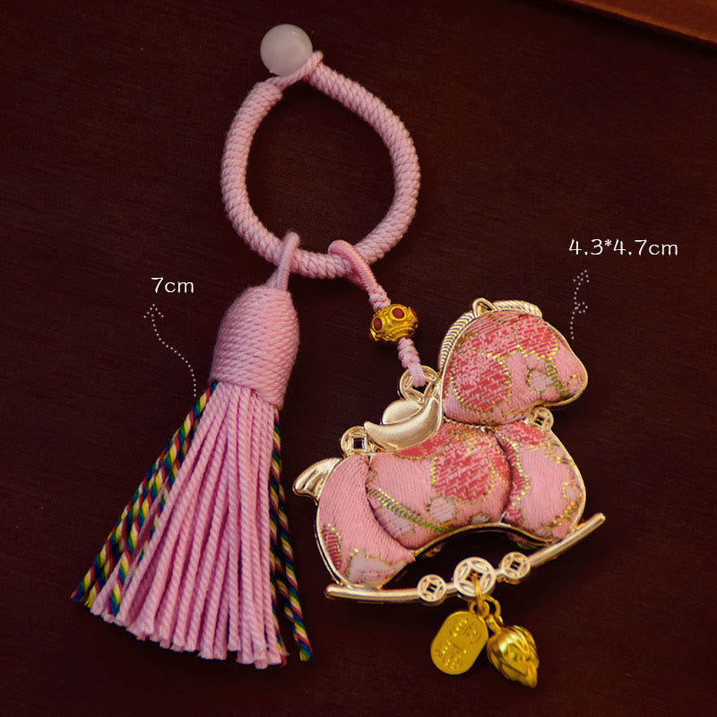 Buddha Stones Llavero de hilo rojo bordado del Año del Caballo - image 4