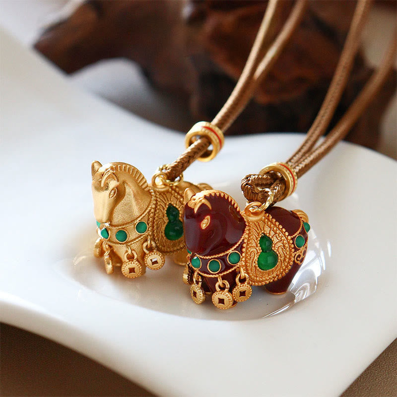 Buddha Stones Colgante de collar de equilibrio de cobre y latón del Año del Caballo - image 9