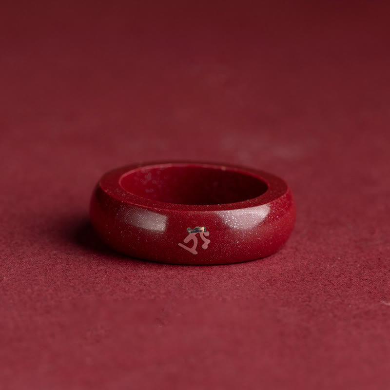 Buddha Stones Anillo de bendición de cinabrio del año del caballo del zodiaco chino - image 10
