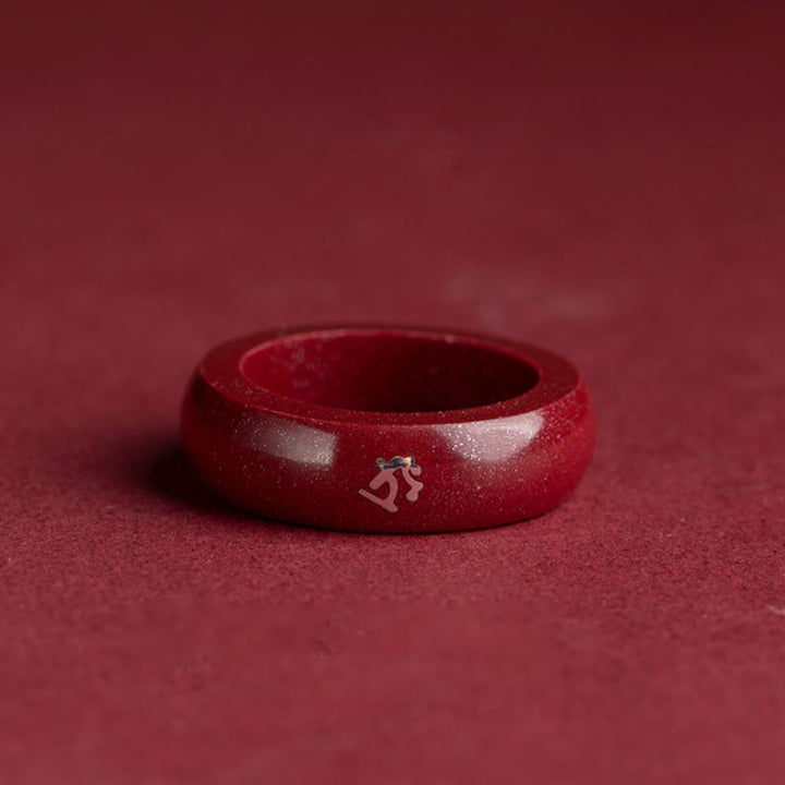 Buddha Stones Anillo de bendición de cinabrio del año del caballo del zodiaco chino - image 10