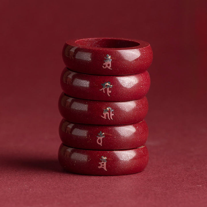 Buddha Stones Anillo de bendición de cinabrio del año del caballo del zodiaco chino - image 25