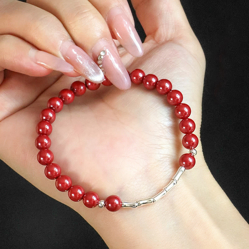 Buddha Stones Pulsera de cinabrio para la calma y la concentración en plata de ley 925 - image 0