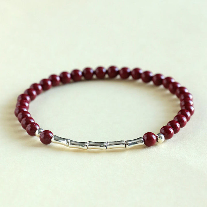 Buddha Stones Pulsera de cinabrio para la calma y la concentración en plata de ley 925 - Cuentas de cinabrio de 4 mm (circunferencia de la muñeca: 14-15 cm) - image 2