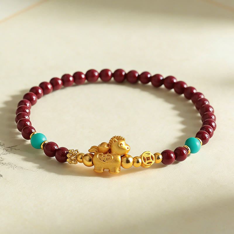 Buddha Stones Pulsera de cinabrio con el personaje Fu del Año del Caballo - image 12