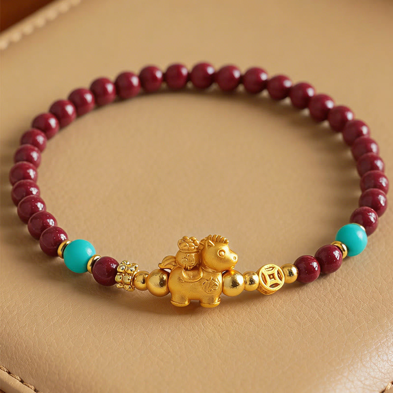 Buddha Stones Pulsera de cinabrio con el personaje Fu del Año del Caballo - image 1