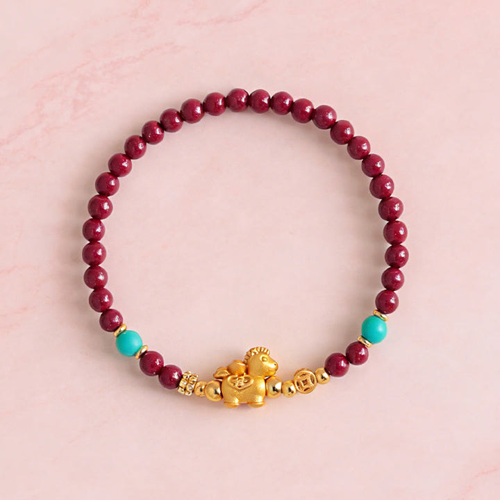 Buddha Stones Pulsera de cinabrio con el personaje Fu del Año del Caballo - image 10