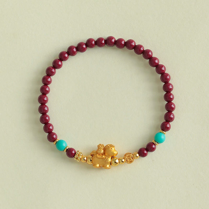 Buddha Stones Pulsera de cinabrio con el personaje Fu del Año del Caballo - image 2