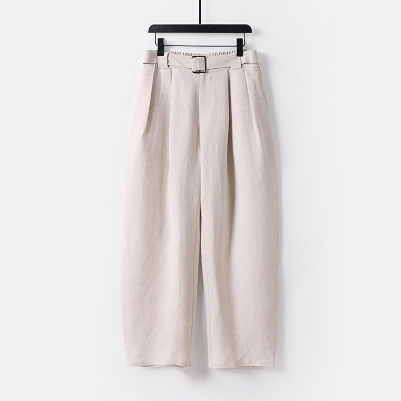 Buddha Stones Pantalones anchos de lino y algodón para hombre, con cintura elástica y cremallera de verano, con bolsillos - Lino - US/UK/AU54, EU64 (9XL) - image 0