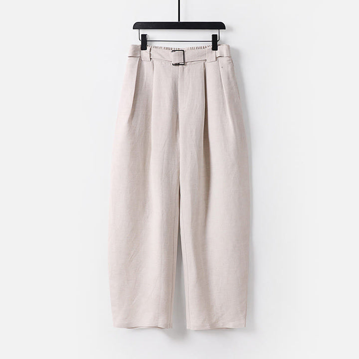 Buddha Stones Pantalones anchos de lino y algodón para hombre, con cintura elástica y cremallera de verano, con bolsillos - Lino - US/UK/AU54, EU64 (9XL) - image 0