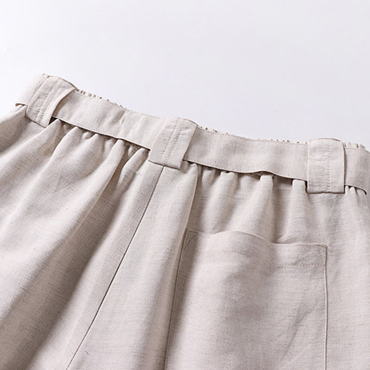 Buddha Stones Pantalones anchos de lino y algodón para hombre, con cintura elástica y cremallera de verano, con bolsillos - image 5