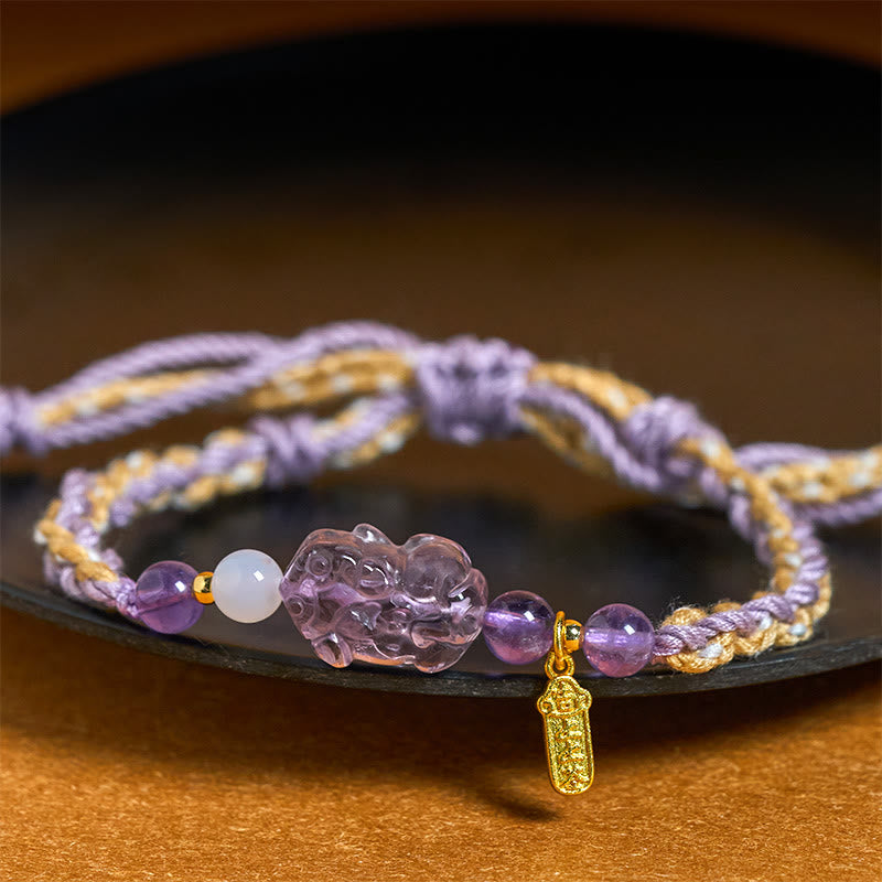 Buddha Stones Pulsera de la suerte Pixiu Balance de amatista - image 3
