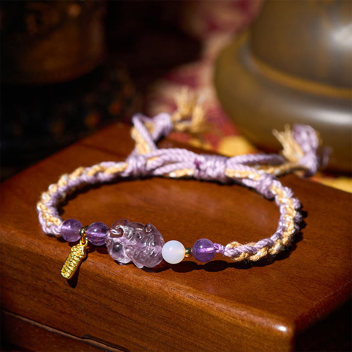 Buddha Stones Pulsera de la suerte Pixiu Balance de amatista - image 1